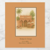 FIndian Courtyard Hochzeit in Urlaubsort Escape Weinetikett (Einzelnes Label)