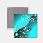 Fine Aqua Cool Niedlich Giro Retro Magnet (Vorderseite/Rückseite)