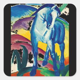 Fine Art Aufkleber, Franz Marc, The Blue Horse Quadratischer Aufkleber