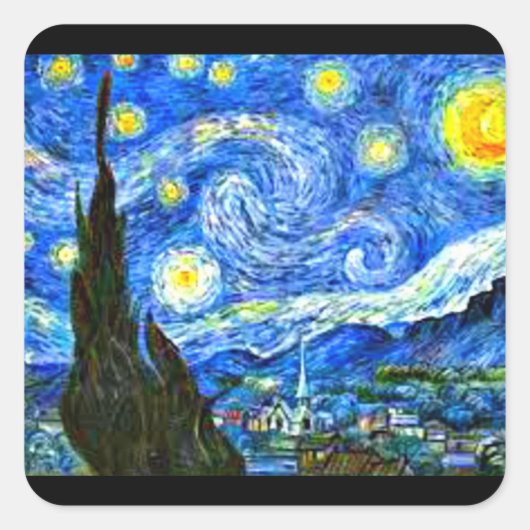 Fine Art Aufkleber, Van Gogh, Starry Night Quadratischer Aufkleber (Vorderseite)