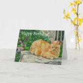 Fine Art Birthday Card, Ingwerkatze Karte (Gelbe Blume)