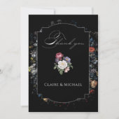 Fine Art Black Floral Calligraphy Foto Dankeskarte (Vorderseite)