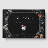 Fine Art Black Floral Calligraphy Gästebuch (Vorderseite)