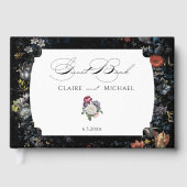 Fine Art Black Floral Calligraphy Gästebuch (Vorderseite)