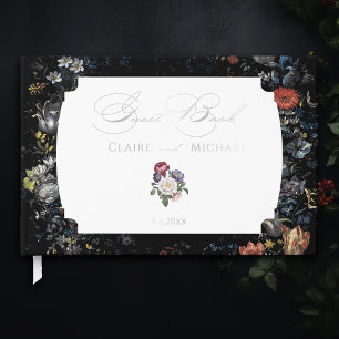 Fine Art Black Floral Calligraphy Gästebuch