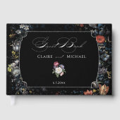 Fine Art Black Floral Calligraphy Gästebuch (Vorderseite)