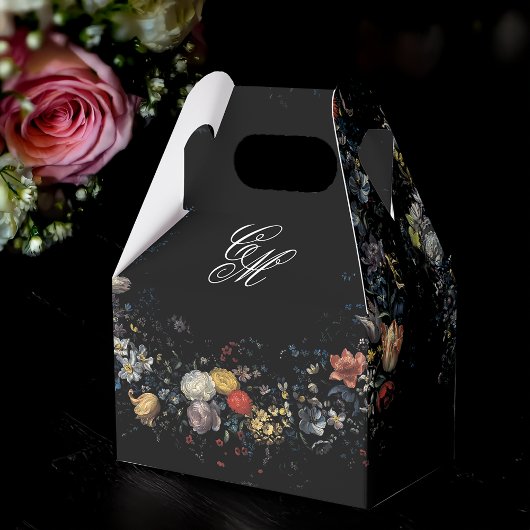 Fine Art Black Floral Calligraphy Geschenkschachtel