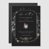 Fine Art Black Floral Calligraphy Magneteinladung (Vorne/Hinten)