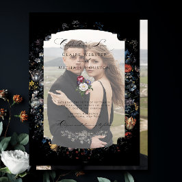 Fine Art Black Floral Calligraphy Pergament Einladungen