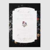 Fine Art Black Floral Calligraphy Pergament Einladungen (Vorderseite)