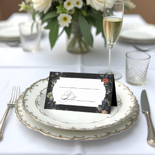 Fine Art Black Floral Calligraphy Platzkarte
