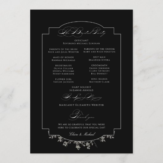 Fine Art Black Floral Calligraphy Programm (Rückseite)