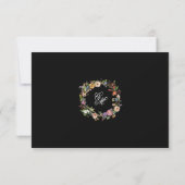 Fine Art Black Floral Calligraphy RSVP Karte (Rückseite)