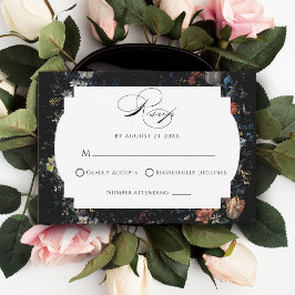Fine Art Black Floral Calligraphy RSVP Karte