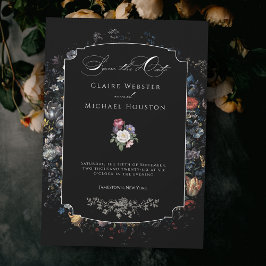 Fine Art Black Floral Calligraphy Save The Date