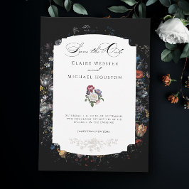 Fine Art Black Floral Calligraphy Save The Date