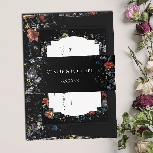 Fine Art Black Floral Einladungsbanderole