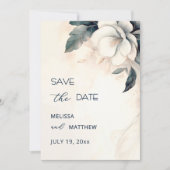 Fine Art Blue Ivory Flower Save The Date (Vorderseite)