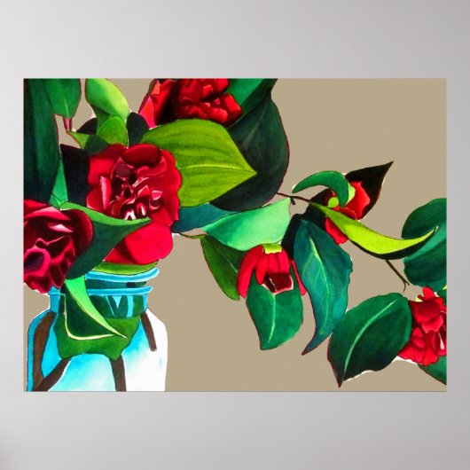 Fine Art Blume Original Aquarellrot Blume Poster (Vorne)