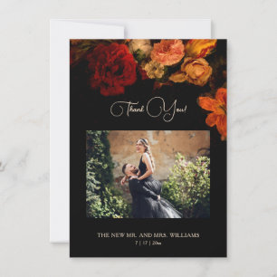 Fine-Art-Blumen-Dunkle-Romantische-Hochzeit Dankeskarte