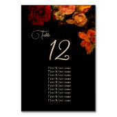 Fine Art Dark Moody Floral Wedding  Seating Chart Tischnummer (Rückseite)