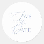 Fine Art Dusty Blue Save the Date Runder Aufkleber (Vorderseite)