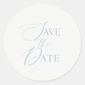 Fine Art Dusty Blue Save the Date Runder Aufkleber (Vorderseite)