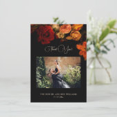 Fine Art Floral Dark Romantic Wedding  Dankeskarte (Stehend Vorderseite)