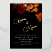 Fine Art Flowers Dark Wedding Folieneinladung (Vorderseite)