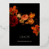 Fine Art Flowers Dark Wedding Folieneinladung (Rückseite)