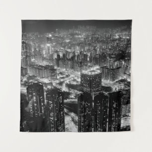 Fine-Art-Fotografie der Stadt Hongkong im Kontrast Wandteppich