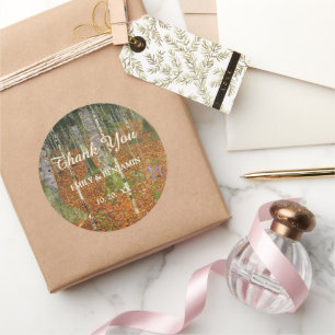 Fine Art Gustav Klimt Forest Nature Wedding Danke Runder Aufkleber