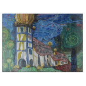 Fine art inspired by Hundertwasser Schneidebrett (Vorderseite)