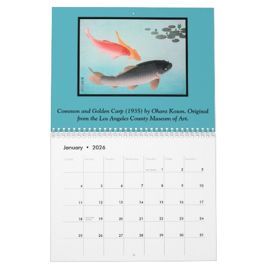 Fine Art Japanese Woodblock Print Kalender (Jan 2026)