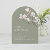 Fine Art Magnolia Casual Sage Green Wedding Einladung (Stehend Vorderseite)