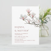 Fine Art Magnolia Casual Wedding Einladung (Stehend Vorderseite)