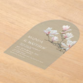 Fine Art Magnolia Sage Green Transparent Wedding Acryleinladungen (Ablage )