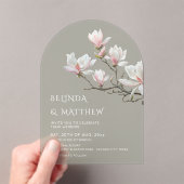 Fine Art Magnolia Sage Green Transparent Wedding Acryleinladungen (Insitu (Handheld))