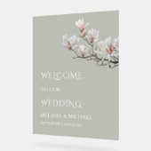 Fine Art Magnolia Transparent Wedding Welcome Acrylschild (Winkel)