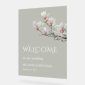 Fine Art Magnolia Transparent Wedding Welcome Acrylschild (Winkel)