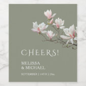 Fine Art Magnolia Wedding Cheers Weinetikett (Einzelnes Label)