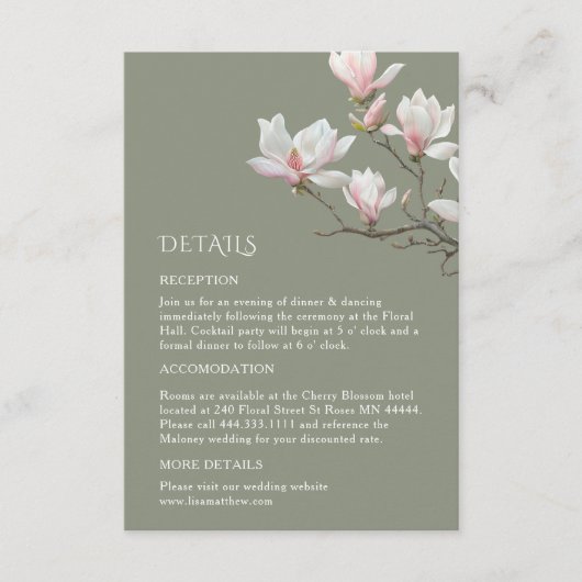 Fine Art Magnolia Wedding Enclosure Card Begleitkarte (Vorderseite)