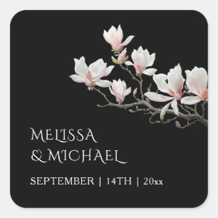 Fine Art Magnolie Hochzeit  Quadratischer Aufkleber