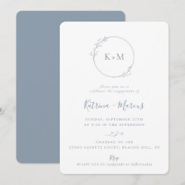 Fine Art Monogram Dusty Blue Engagement Party Einladung