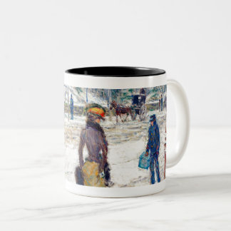 Fine Art New York Street (1902) von Frederick Hass Zweifarbige Tasse
