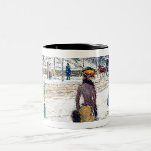 Fine Art New York Street (1902) von Frederick Hass Zweifarbige Tasse (Mittel)