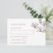 Fine Art Painted Magnolia Flowers Wedding RSVP Karte (Stehend Vorderseite)
