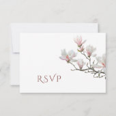 Fine Art Painted Magnolia Flowers Wedding RSVP Karte (Rückseite)