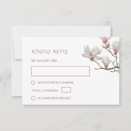 Fine Art Painted Magnolia Flowers Wedding RSVP Karte