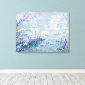 Fine Art Painting Sea Port Ships Bridge Light Blue Leinwanddruck (Insitu (Holzboden))